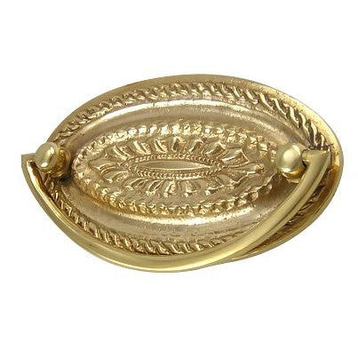 4 Inch Solid Brass Oval Drop Style Pull (Polished Brass Finish) COPPER MOUNTAIN HARDWARE