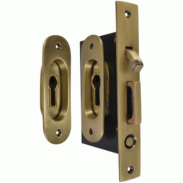 Traditional Oval Pattern Pocket Privacy (Lock) Style Door Set