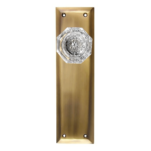 Quaker Backplate Door Set with Octagon Crystal Door Knobs (Several Finishes Available) COPPER MOUNTAIN HARDWARE