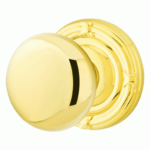 2 1/4 Inch Solid Brass Providence Door Knob Set With Ribbon & Reed Rosette (Several Finish Options) EMTEK