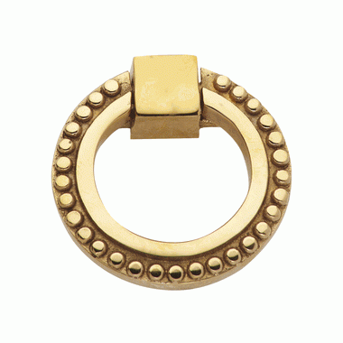 2 Inch Solid Brass Beaded Drawer Ring Pull (Polished Brass) COPPER MOUNTAIN HARDWARE