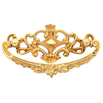 4 1/8 Inch Solid Brass Ornate Victorian Pull (Polished Brass Finish) COPPER MOUNTAIN HARDWARE