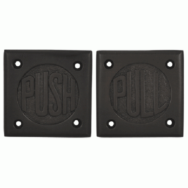 2 3/4 Inch Brass Classic American "Pull" & "Push" Signs (Oil Rubbed Bronze Finish) COPPER MOUNTAIN HARDWARE