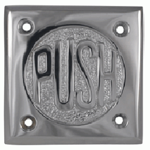 2 3/4 Inch Brass Classic American "Pull" & "Push" Signs (Polished Chrome Finish) COPPER MOUNTAIN HARDWARE