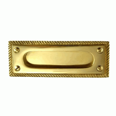 Rectangular Georgian Roped Solid Brass Pocket Door Pull or Sash Lift (Several Finishes Available) Copper Mountain Hardware