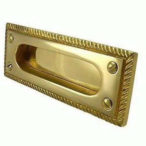 Rectangular Georgian Roped Solid Brass Pocket Door Pull or Sash Lift (Several Finishes Available) Copper Mountain Hardware