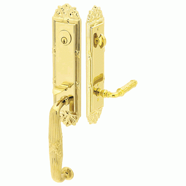 Solid Brass Ribbon and Reed Style Entryway Set (Polished Brass Finish) EMTEK