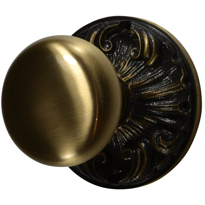 Romanesque Rosette Door Set with Round Brass Door Knobs (Several Finishes Available) COPPER MOUNTAIN HARDWARE