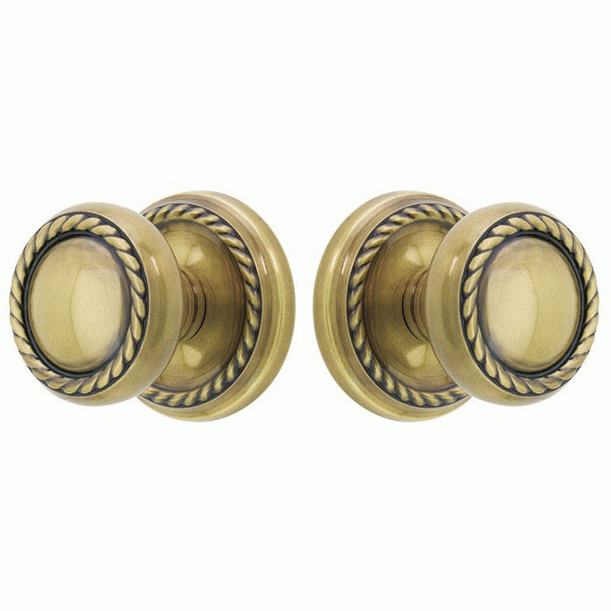 Solid Brass Rope Door Knob Set With Rope Rosette (Several Finish Options) EMTEK