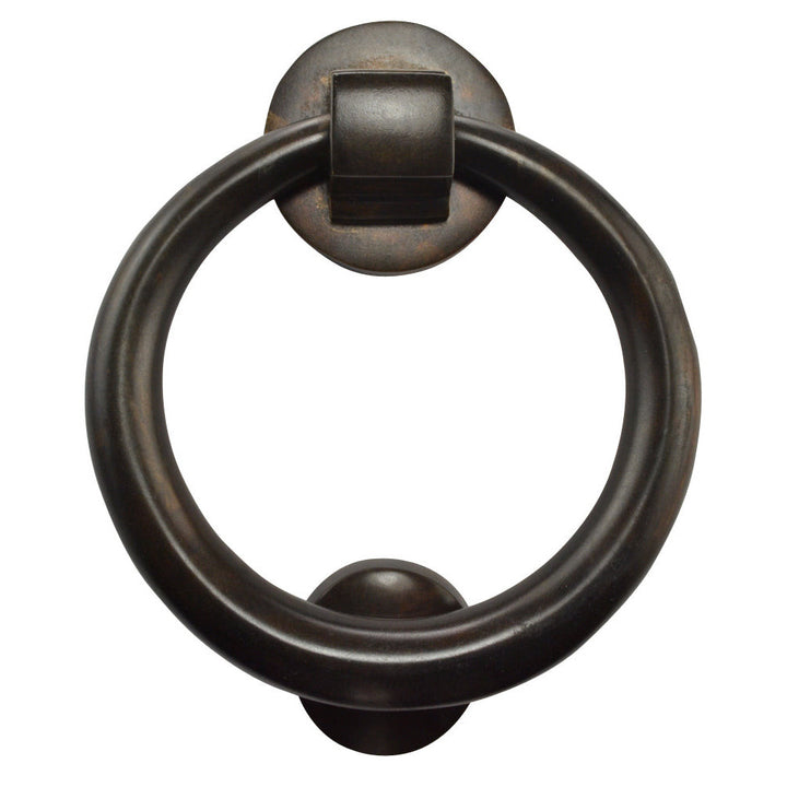 5 1/2 Inch (3 1/2 Inch c-c) Solid Brass Traditional Ring Door Knocker (Black Bronze Finish) COPPER MOUNTAIN HARDWARE