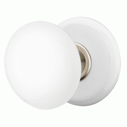 Ice White Porcelain Door Knob Set With Porcelain Rosette (Several Finish Options) EMTEK