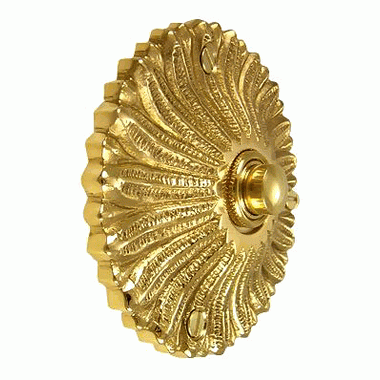 Solid Brass Antique Flower Doorbell Push (Polished Brass Finish) COPPER MOUNTAIN HARDWARE