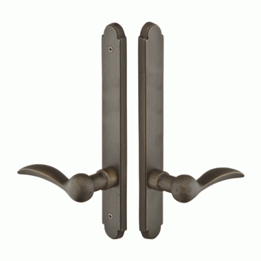 Solid Brass Arched Style Dummy Pair Multi Point Lock Trim (Medium Bronze Finish) EMTEK