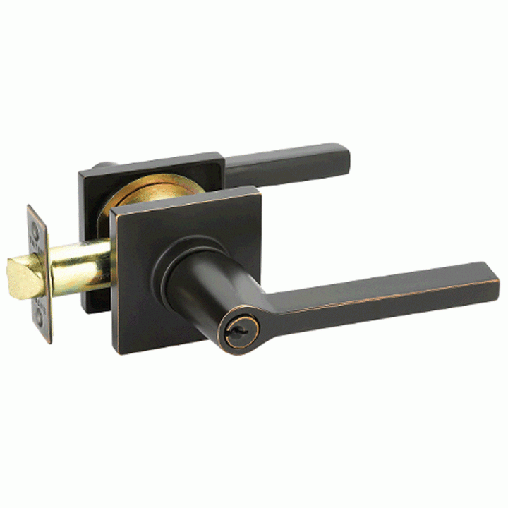 Emtek Solid Brass Hanover Key In Door Lever with Square Rosette (Several Finish Options) EMTEK