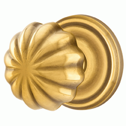 Solid Brass Melon Door Knob Set With Regular Rosette (Several Finish Options) EMTEK