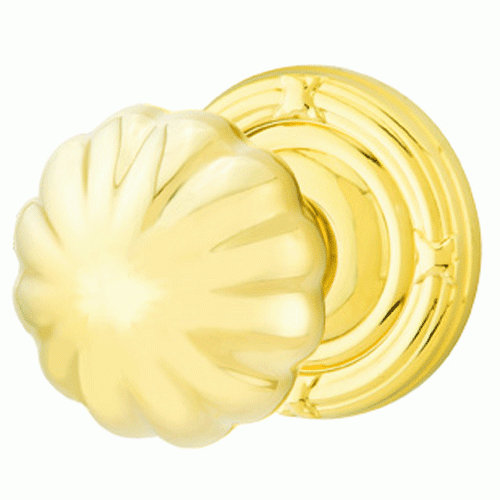 Solid Brass Melon Door Knob Set With Ribbon & Reed Rosette (Several Finish Options) EMTEK