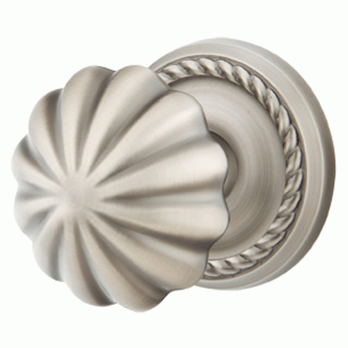 Solid Brass Melon Door Knob Set With Rope Rosette (Several Finish Options) EMTEK