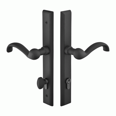 Solid Brass Rectangular Euro Keyed Style Multi Point Lock Trim (Matte Black Finish) EMTEK
