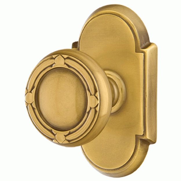 Solid Brass Ribbon & Reed Door Knob Set With # 8 Rosette (Several Finish Options) EMTEK