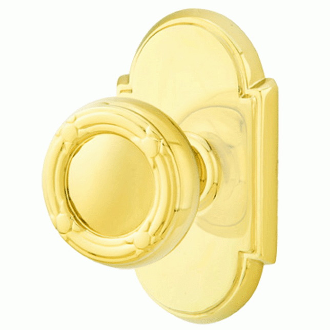 Solid Brass Ribbon & Reed Door Knob Set With # 8 Rosette (Several Finish Options) EMTEK