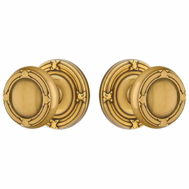 Solid Brass Ribbon & Reed Door Knob Set With Ribbon & Reed Rosette (Several Finish Options) EMTEK