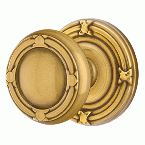 Solid Brass Ribbon & Reed Door Knob Set With Ribbon & Reed Rosette (Several Finish Options) EMTEK