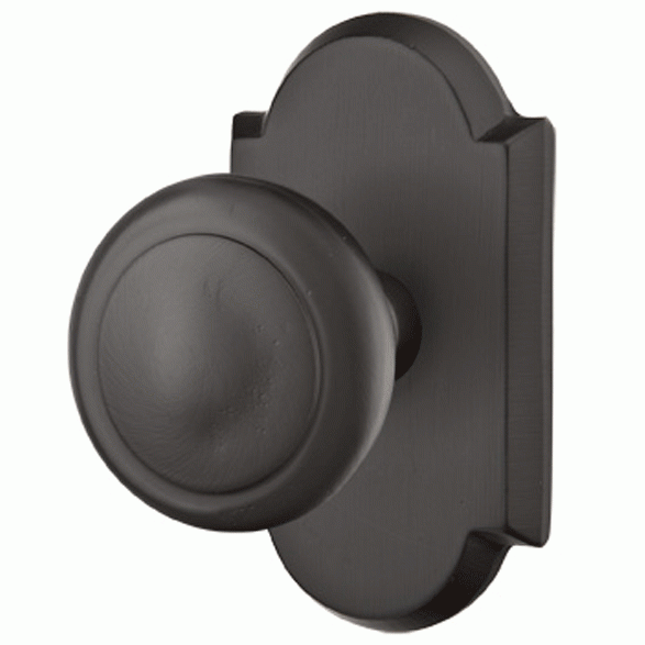 Solid Brass Sandcast Butte Door Knob Set With Arched Rosette (Several Finish Options) EMTEK