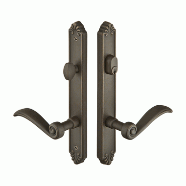 Solid Brass Tuscany Style Dummy Pair Multi Point Lock Trim (Medium Bronze Finish) EMTEK