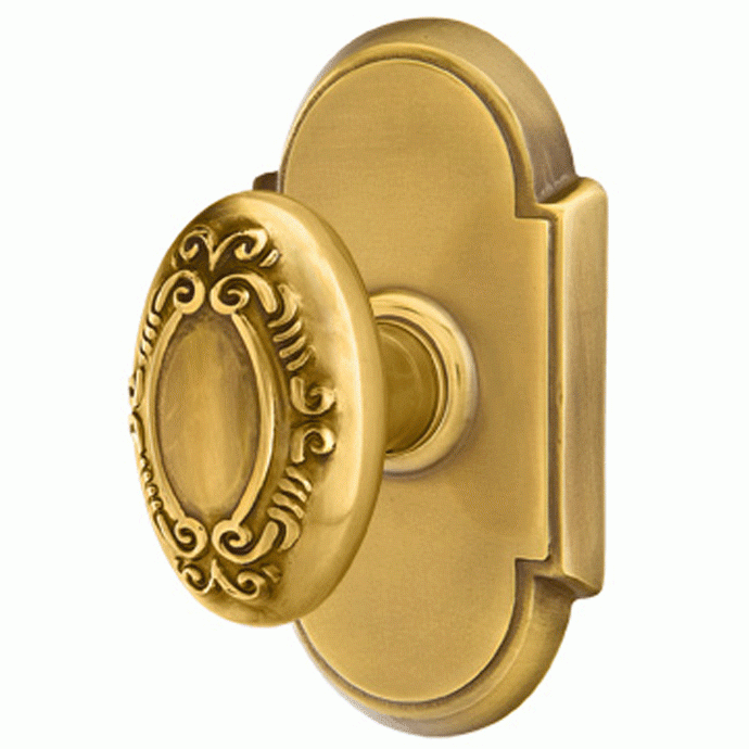 Solid Brass Victoria Door Knob Set With # 8 Rosette (Several Finish Options) EMTEK