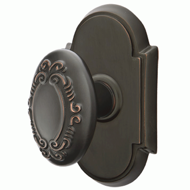 Solid Brass Victoria Door Knob Set With # 8 Rosette (Several Finish Options) EMTEK