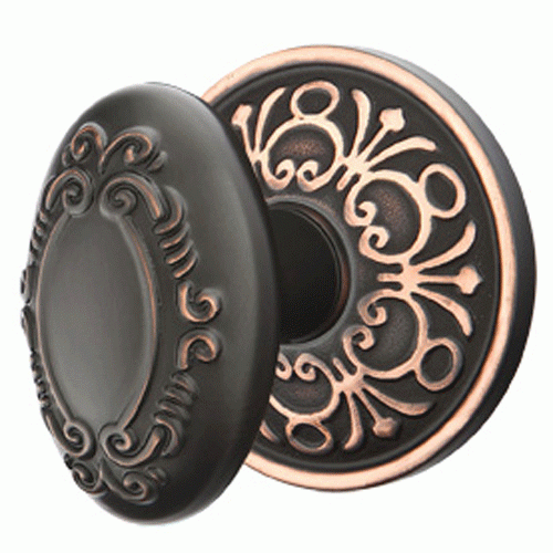 Solid Brass Victorian Door Knob Set With Lancaster Rosette (Several Finish Options) EMTEK