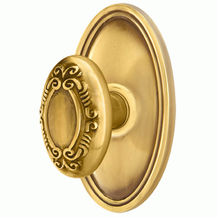 Solid Brass Victoria Door Knob Set With Oval Rosette (Several Finish Options) EMTEK