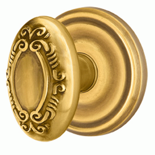 Solid Brass Victoria Door Knob Set With Regular Rosette (Several Finish Options) EMTEK