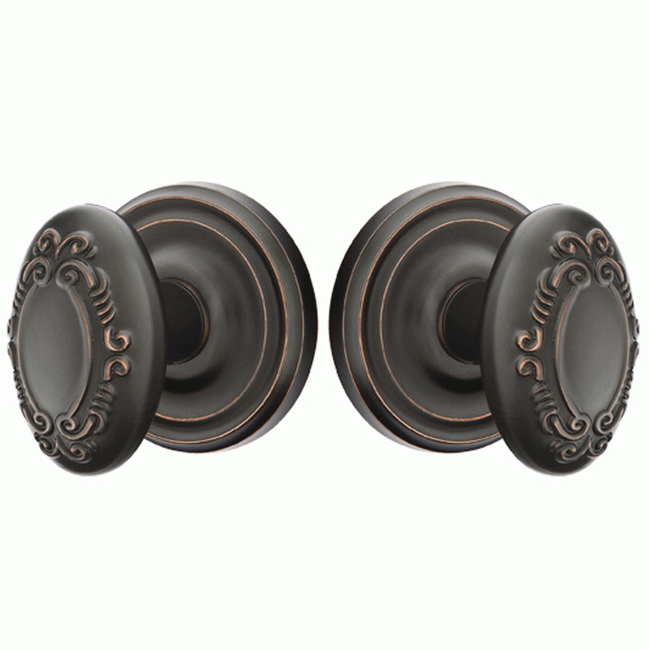 Solid Brass Victoria Door Knob Set With Regular Rosette (Several Finish Options) EMTEK