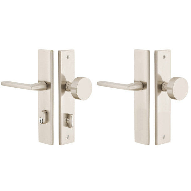 Solid Brass Modern Rectangular Style Stretto Passage Entryway Set (Brushed Nickel Finish) EMTEK