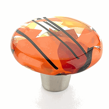 1 1/2 Inch Ice Orange Confetti Round Knob (Stainless Steel Finish) SCHAUB