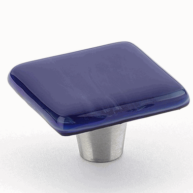 1 1/2 Inch Ice Sapphire Silk Square Knob (Stainless Steel Finish) SCHAUB