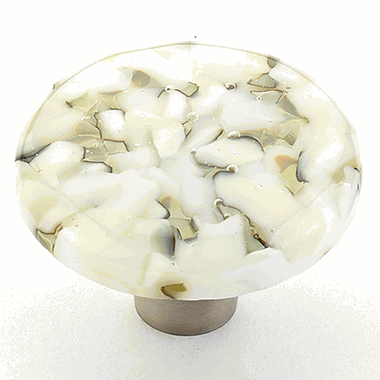 1 1/2 Inch Ice White Lace Pebbles Round Knob (Stainless Steel Finish) SCHAUB