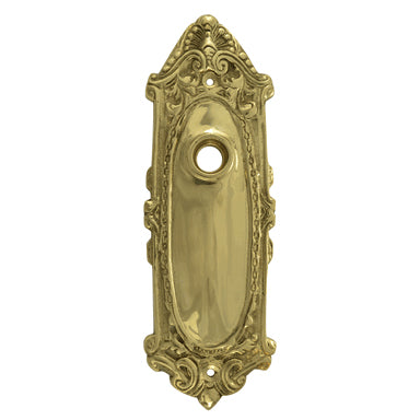 7 1/4 Inch Solid Brass Ornate Victorian Back Plate (Polished Brass) COPPER MOUNTAIN HARDWARE