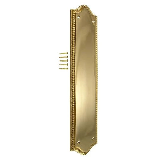 12 Inch Georgian Oval Roped Style Door Push & Plate (Polished Brass Finish) COPPER MOUNTAIN HARDWARE