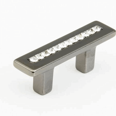 2 1/2 Inch (1 1/4 Inch c-c) Skyevale Cabinet Pull with Crystals (Black Chrome Finish) SCHAUB