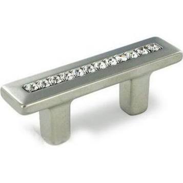 2 1/2 Inch (1 1/4 Inch c-c) Skyevale Cabinet Pull with Crystals (Brushed Nickel Finish) SCHAUB