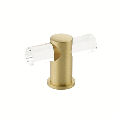 2 Inch Lumiere Acrylic T-Knob (Satin Brass Finish) SCHAUB