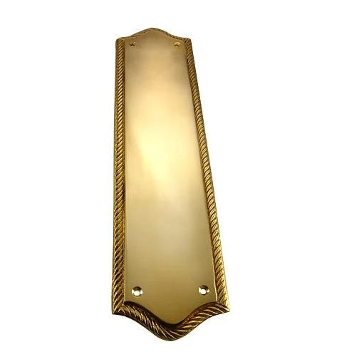 12 Inch Georgian Oval Roped Style Door Push & Plate (Polished Brass Finish) COPPER MOUNTAIN HARDWARE