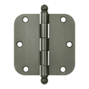 3 1/2 Inch x 3 1/2 Inch Ball Tip Steel Hinge (Antique Nickel Finish) DELTANA