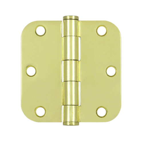 3 1/2 Inch x 3 1/2 Inch Heavy Duty Steel Hinge (Polished Brass Finish) DELTANA