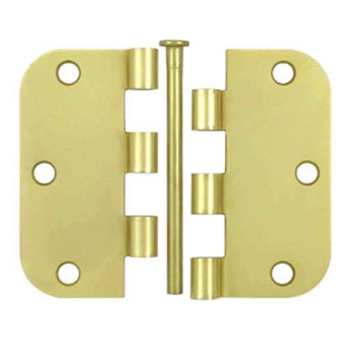 3 1/2 Inch x 3 1/2 Inch Steel Hinge (Brushed Brass Finish) DELTANA
