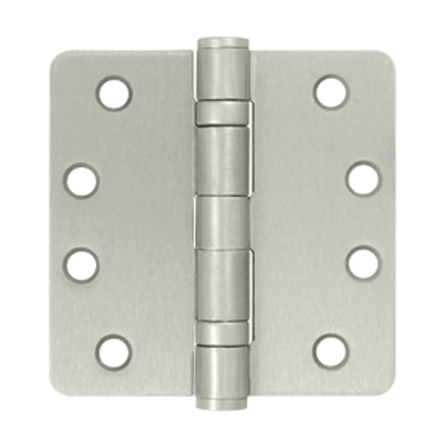 4 Inch x 4 Inch Ball Bearing Steel Hinge (1/4 Radius Corner, Brushed Nickel Finish) DELTANA