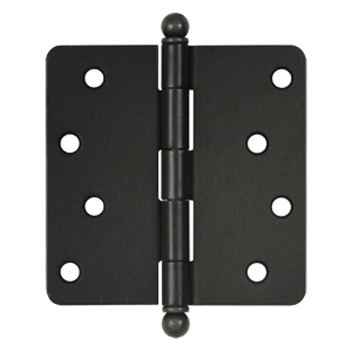 4 Inch x 4 Inch Ball Tip Steel Hinge (1/4 Radius Corner, Oil Rubbed Bronze Finish) DELTANA