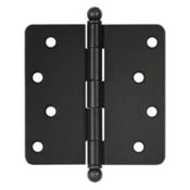 4 Inch x 4 Inch Ball Tip Steel Hinge (1/4 Radius Corner, Oil Rubbed Bronze Finish) DELTANA